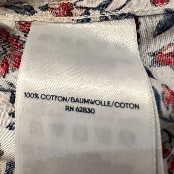 Lands’ End Floral Button Down Top L Red Blue Long Sleeve Western Classic Warm - Picture 12 of 12